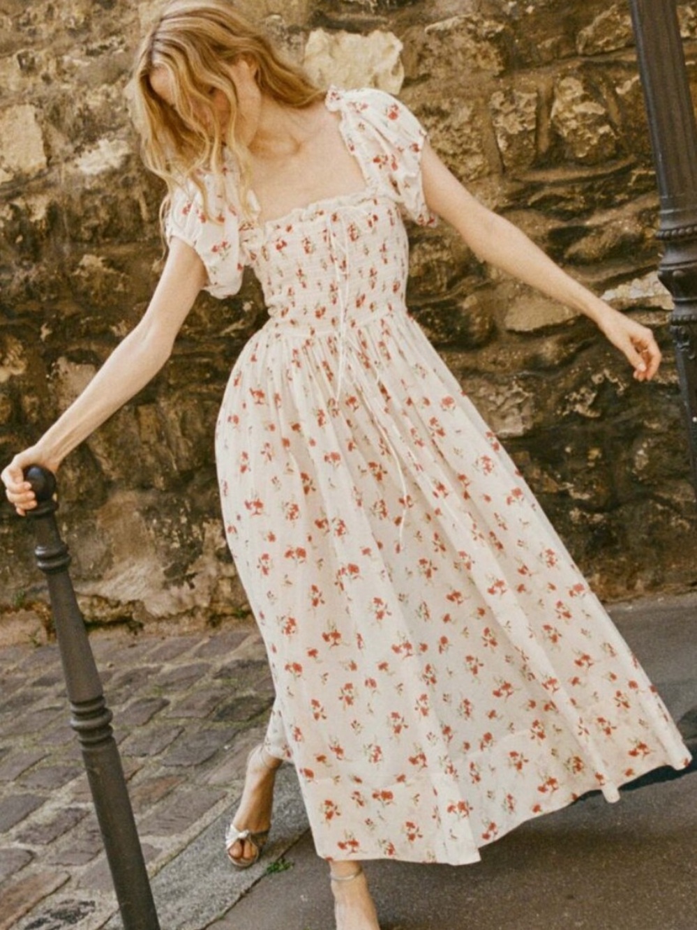 Gorgeous $450 Doen Stanza Dress Sweet Abelia Red Floral Size Large